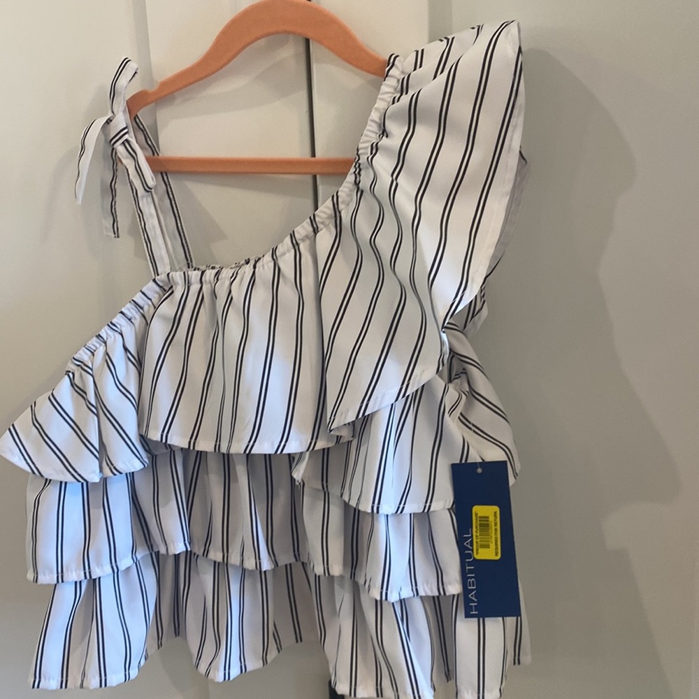 Habitual Kid Ruffles white/black strip top NEW with tags - size 12 - Picture 4 of 9